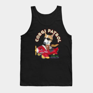 Cute flying Welsh Corgi Dog in a classic Plane on Corgi in A Plane Tank Top